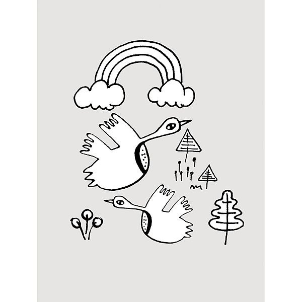Komar Bild "Scribble Birdy" Tiere 1 Stk. tlg. Wandbild zur Dekoration - ohn günstig online kaufen