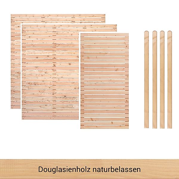 BM Massivholz Zaun "Kurt Set 2.1", 2 Elemente 180 x 180cm, 1 Element 90x180 günstig online kaufen