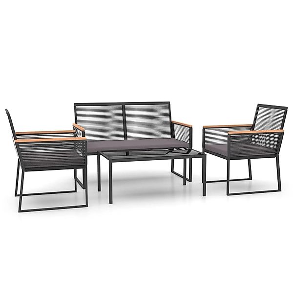 vidaXL 4-tlg Garten-Lounge-Set mit Kissen Schwarz Stahl günstig online kaufen