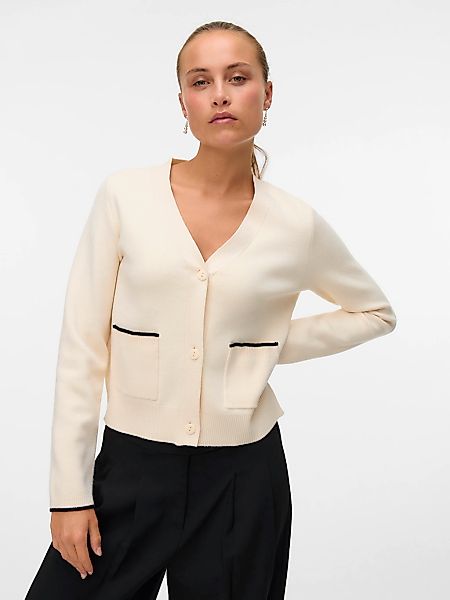 Vero Moda Strickjacke "VMGOLD LS V-NECK CONTRAST CARDIGAN" günstig online kaufen