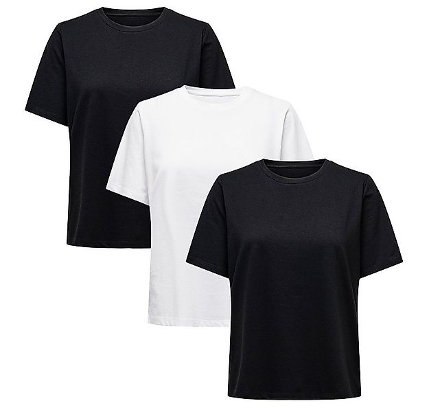 ONLY T-Shirt Damen Rundhals Shirt (3} -tlg. {3er Pack) {reguläre Passform} günstig online kaufen