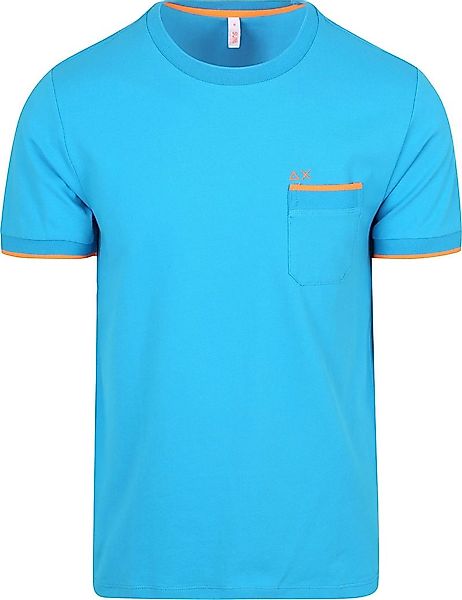 Sun68 Piqué T-Shirt Fluo Stripe Blau - Größe XL günstig online kaufen