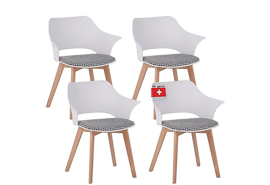 Albatros International Esszimmerstuhl Esszimmerstuhl AALBORG 4er Set Weiß M günstig online kaufen