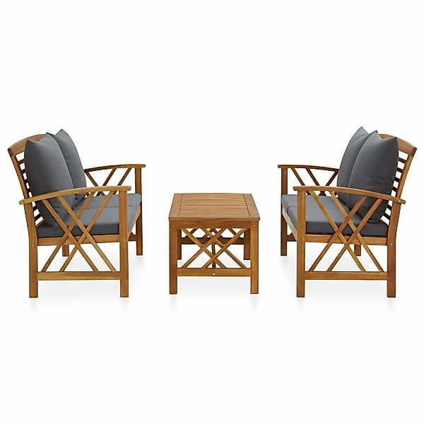 3-tlg. Garten-lounge-set Mit Auflagen Massivholz Akazie günstig online kaufen