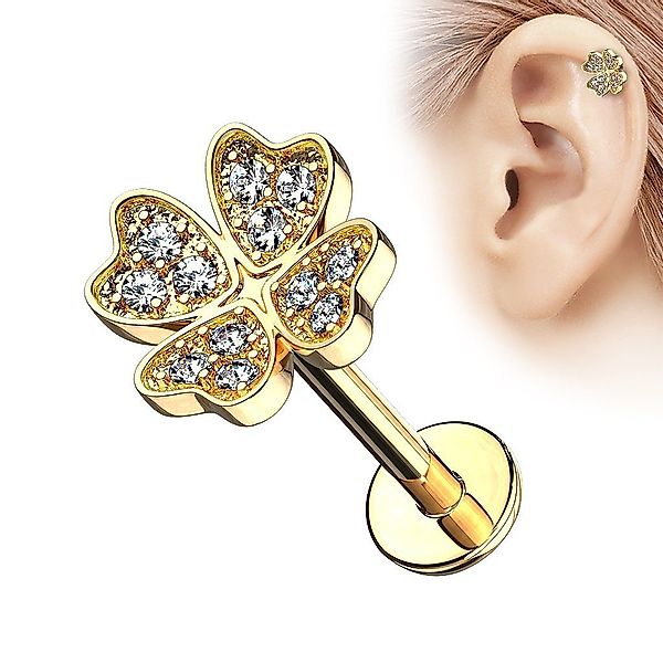 Taffstyle Piercing-Set Piercing Stab mit Kleeblatt günstig online kaufen