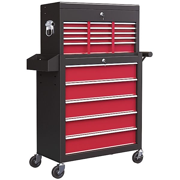 HOMCOM Werkzeugwagen Werkstattwagen Stahl Rot 76L x 33B x 75H cm günstig online kaufen