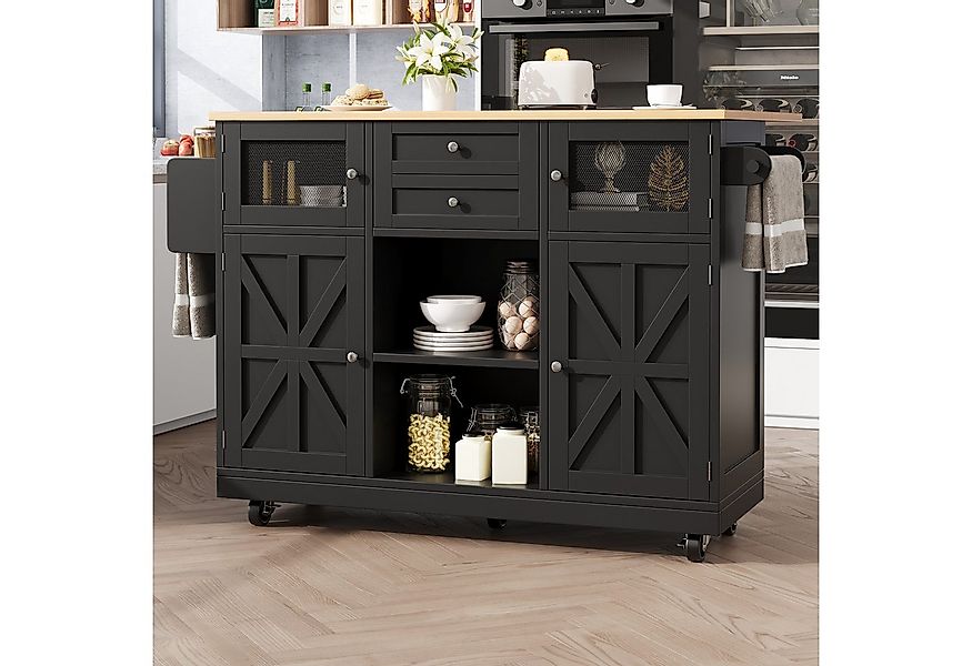 Flieks Küchenwagen mit erweiterbare Arbeitsplatte, Rollen, Schubladen und T günstig online kaufen