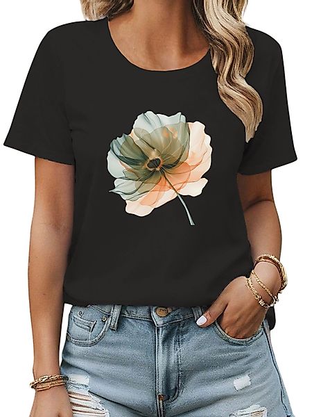 PYL Print-Shirt Damen Casual Kurzarmshirt mit günstig online kaufen
