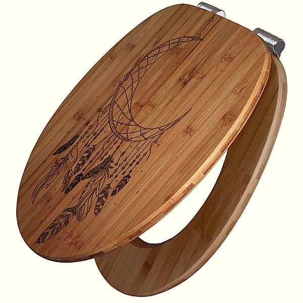 Banjado WC Sitz Bambus Holz Mit Gravur Toilettendeckel Mit Absenkautomatik günstig online kaufen