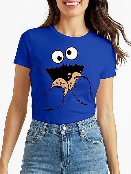 MoonWorks Print-Shirt Damen T-Shirt Krümelmonster Cookie Monster Fasching K günstig online kaufen