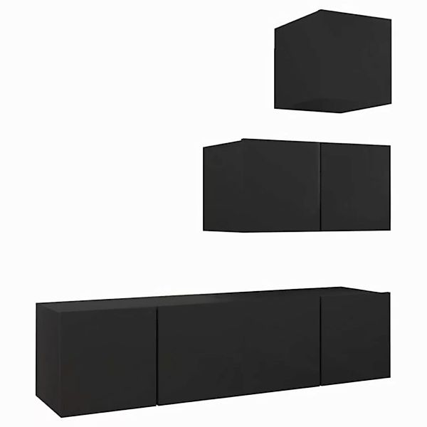 vidaXL TV-Schrank 4-tlg. TV-Schrank-Set Schwarz Holzwerkstoff (1-St) günstig online kaufen