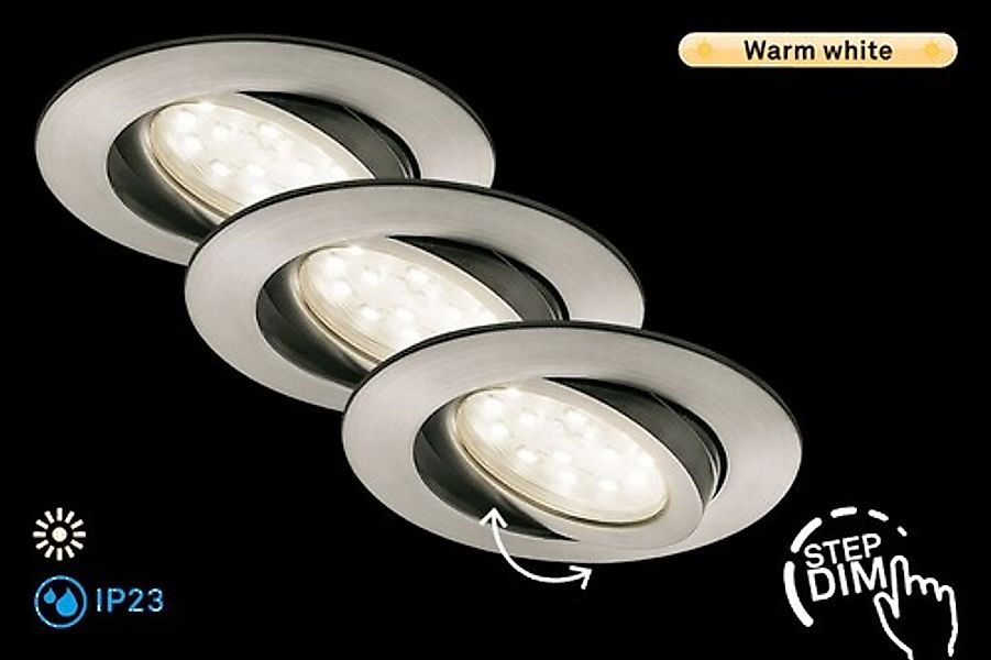 Briloner Leuchten LED Einbauleuchte »ATTACH DIM«, 3er Set, Schutzart IP23, günstig online kaufen