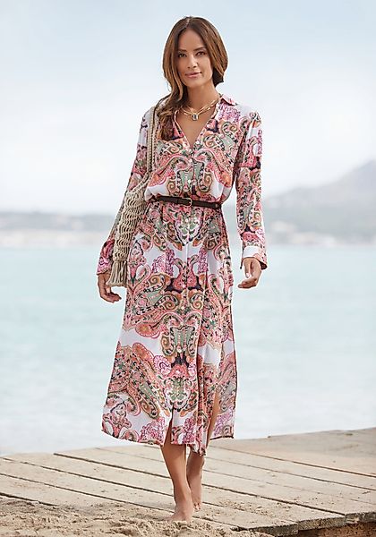LASCANA Hemdblusenkleid aus gekreppter Viskose, Maxikleid günstig online kaufen