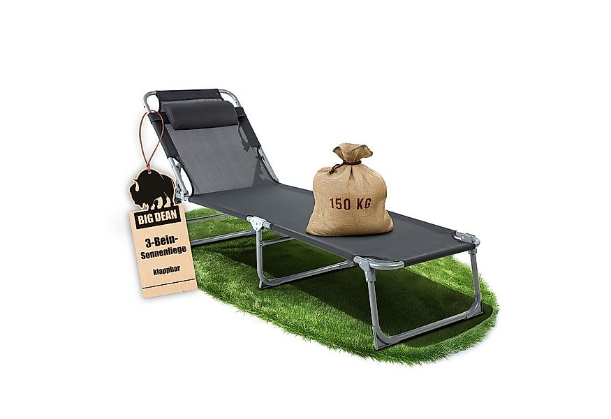 BigDean Gartenliege Sonnenliege klappbar mit Kopfkissen extra hoch dunkelgr günstig online kaufen