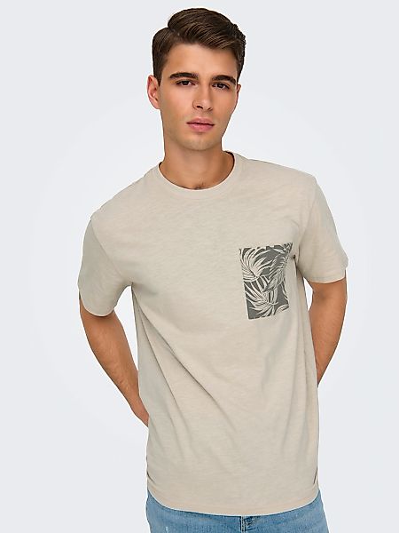 ONLY & SONS Rundhalsshirt "ONSPERRY LIFE REG LEAF POCKETTEE" günstig online kaufen