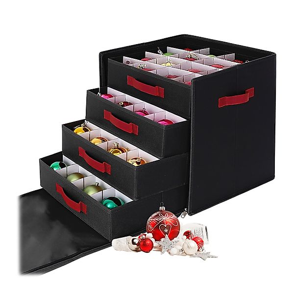 relaxdays Aufbewahrungsbox Weihnachtskugel Aufbewahrungsbox, schwarz günstig online kaufen