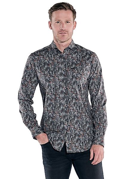 Engbers Langarmhemd engbers Herren Langarm-Hemd gemustert, Oliv günstig online kaufen