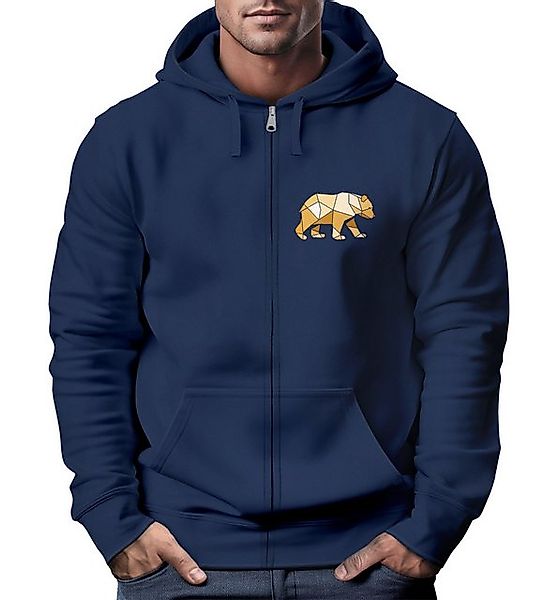 Neverless Sweatjacke Sweatjacke Zip-Hoodie Herren Polygon Print Bär Outdoor günstig online kaufen