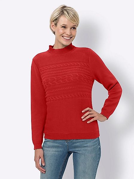 Sieh an! Strickpullover Stehkragen-Pullover Langarm Jersey, Zopfmuster günstig online kaufen