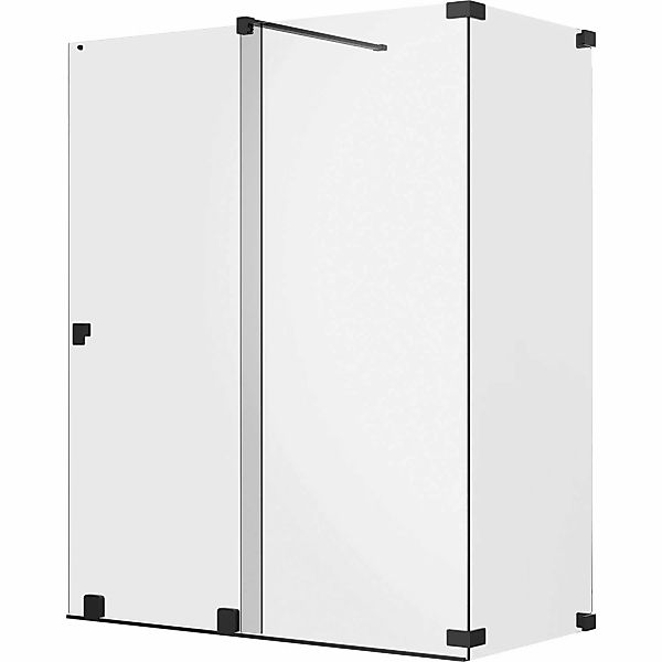 Schöner Wohnen Dusch-Schiebetür Walk-In m. Seitenwand Schwar 110x120x200 cm günstig online kaufen