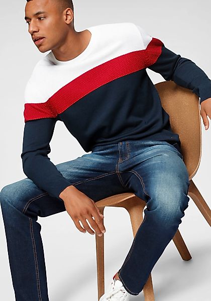 H.I.S Rundhalspullover neue Farben! Colorblocking, in günstig online kaufen