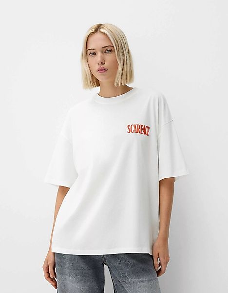 Bershka T-Shirt Scarface Mit Kurzen Ärmeln Und Print Damen M Weiss günstig online kaufen