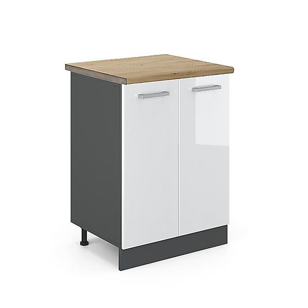 Vicco Küchenunterschrank R-Line Weiß Hochglanz/Anthrazit 60 cm AP Anthrazit günstig online kaufen