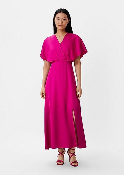 comma Maxikleid Kleid Satinkleid mit Drapierung und Beinschlitz günstig online kaufen