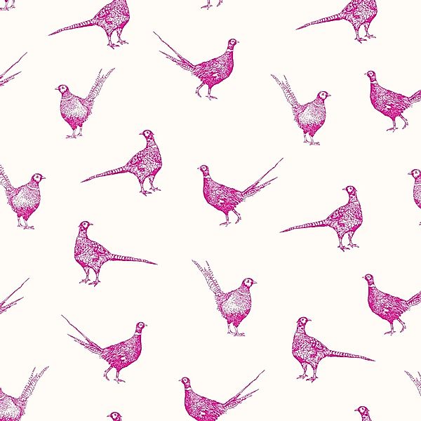 Joules Vliestapete Flirty Pheasants Truly Pink Rosa FSC® günstig online kaufen