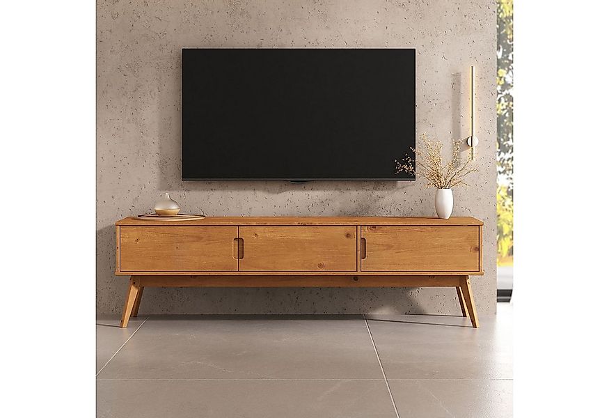 IDIMEX Lowboard TIVOLI, TV Lowboard aus Massivholz mit 3 Türen Eiche Finish günstig online kaufen
