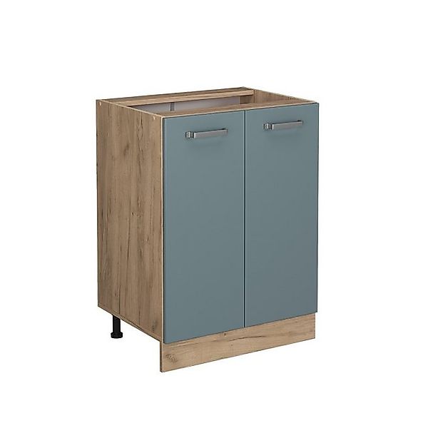 Vicco Küchenunterschrank R-Line Blau-Grau/Goldkraft Eiche 60 cm ohne Arbeit günstig online kaufen