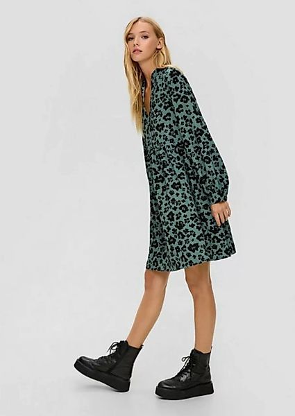 QS Minikleid Crêpe-Kleid mit All-over-Print Raffung günstig online kaufen