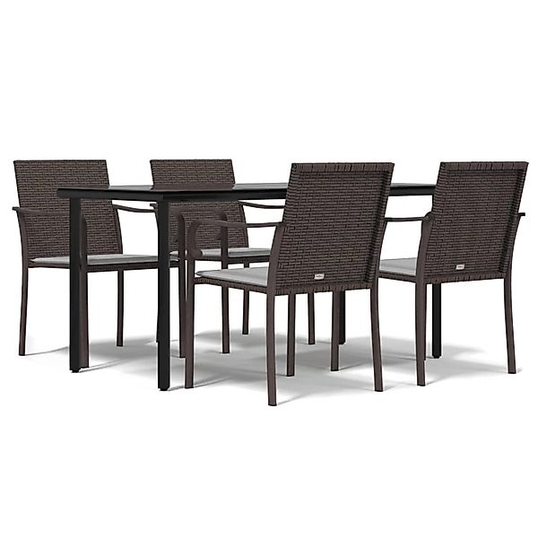 vidaXL 5-Tlg Garten-Essgruppe mit Kissen Poly Rattan und Stahl 3186961 günstig online kaufen