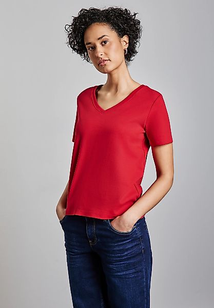 STREET ONE V-Shirt aus reiner Baumwolle günstig online kaufen