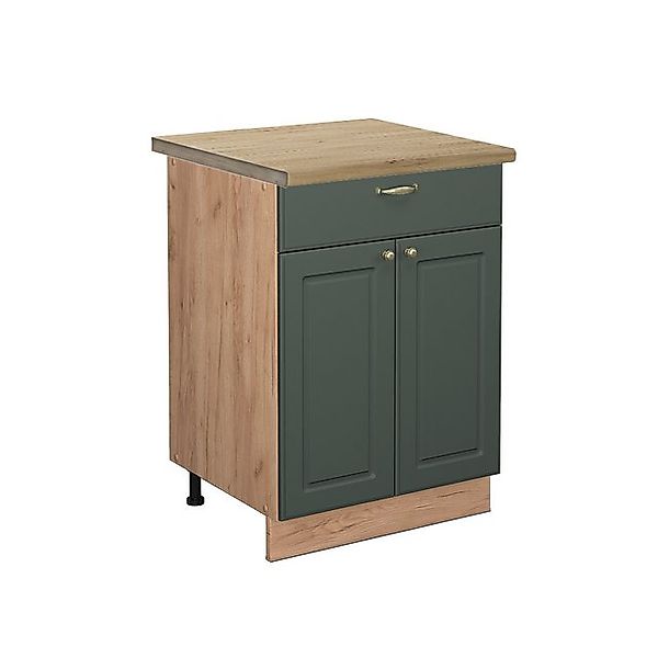 Vicco Küchenunterschrank Fame-Line Grün-Gold Landhaus/Goldkraft Eiche 60 cm günstig online kaufen