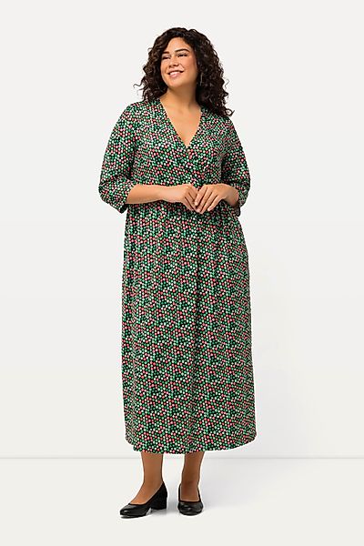 Ulla Popken Maxikleid Jerseykleid Punkte Wickeloptik günstig online kaufen