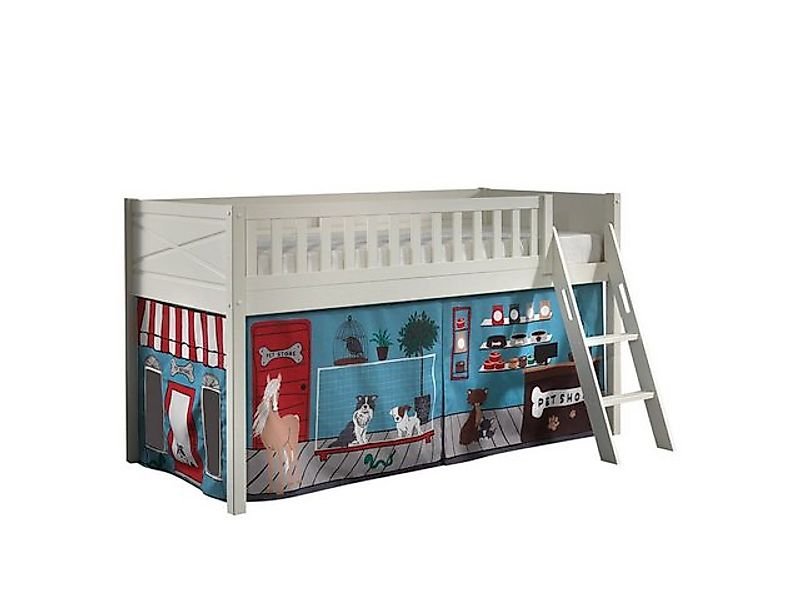 58 aufm Kessel Kinderbett Kinderbett Karyl 208x114x135 Massivholz Weiß Text günstig online kaufen
