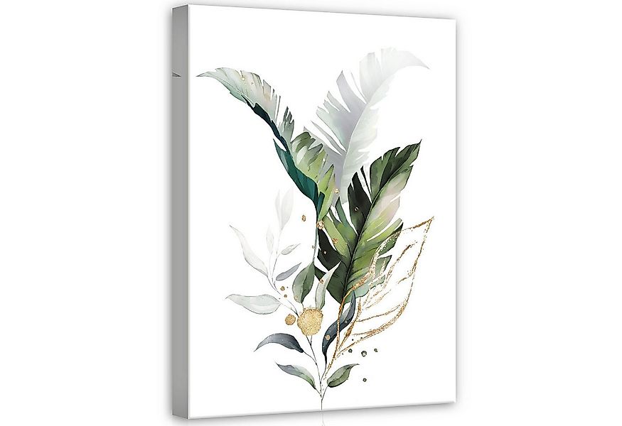 Wallarena Leinwandbild Blätter Grün Gold Abstrakt Modern Wandbilder Wand De günstig online kaufen