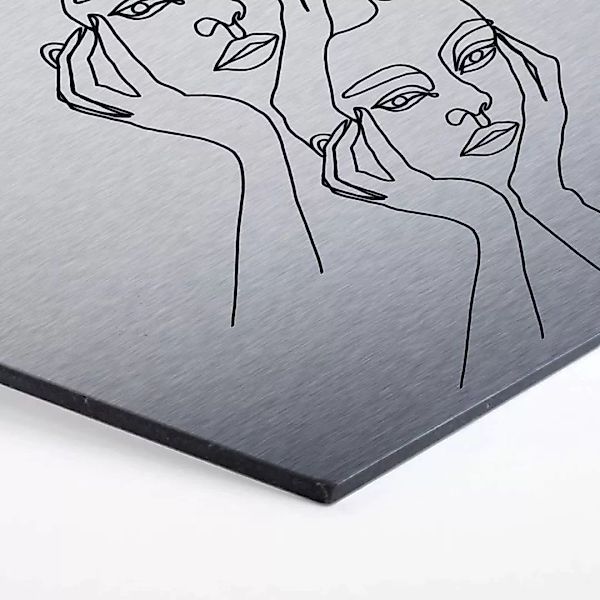 Wall-Art Metallbild "Linework Wanddeko Silber abstrakt", Geschichten & Märc günstig online kaufen