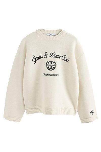 Next Strickpullover Pullover mit Wolle und sportlicher Grafikstickerei (1-t günstig online kaufen