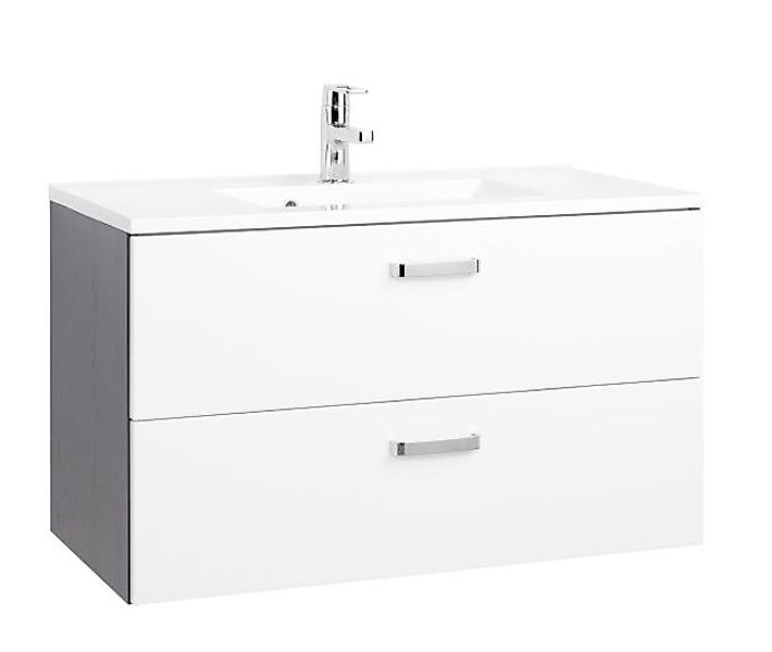Waschtisch 90 mit 2 Auszügen Bologna von Held Möbel Weiß Hgl / Graphit günstig online kaufen