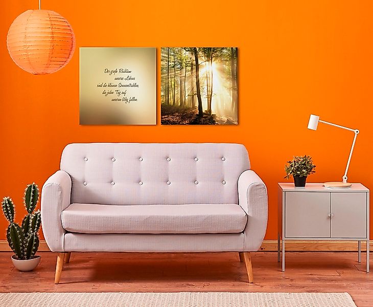 queence Leinwandbild »Sonnenstrahlen«, Wald-Waldbilder-Sonnenaufgang-Himmel günstig online kaufen