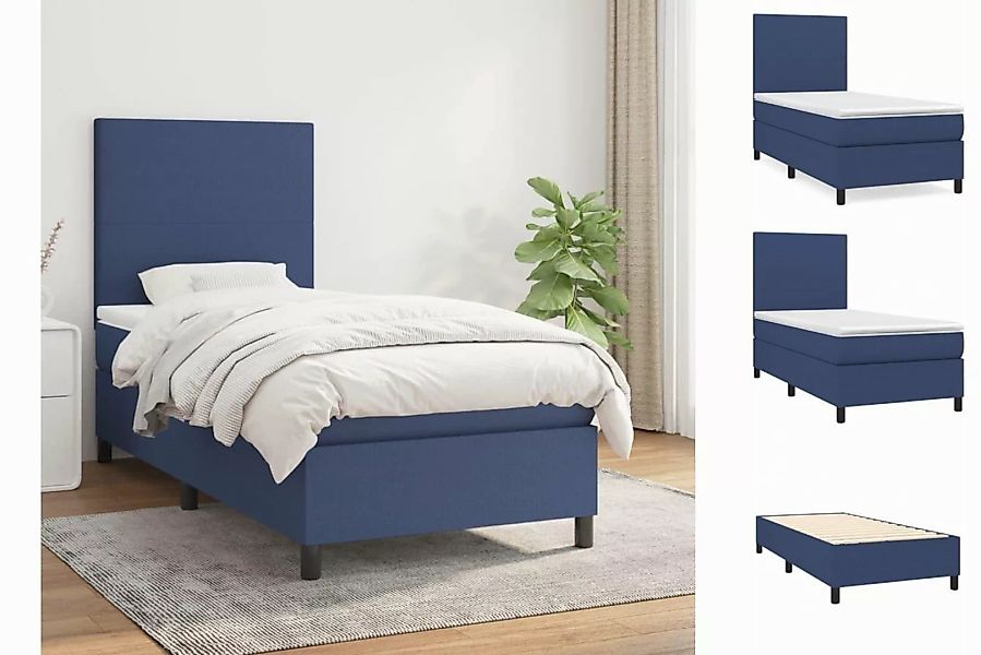 vidaXL Boxspringbett Boxspringbett mit Matratze Blau 90x200 cm Stoff Bett B günstig online kaufen