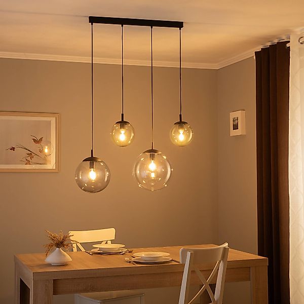Hängeleuchte Esme, Glas, multicolor, vierflammig, linear günstig online kaufen