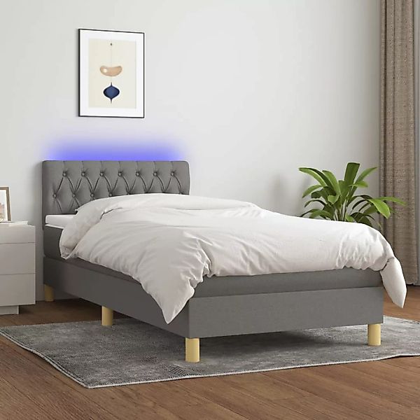 Vidaxl Boxspringbett Mit Matratze & Led Dunkelgrau 100x200 Cm Stoff günstig online kaufen
