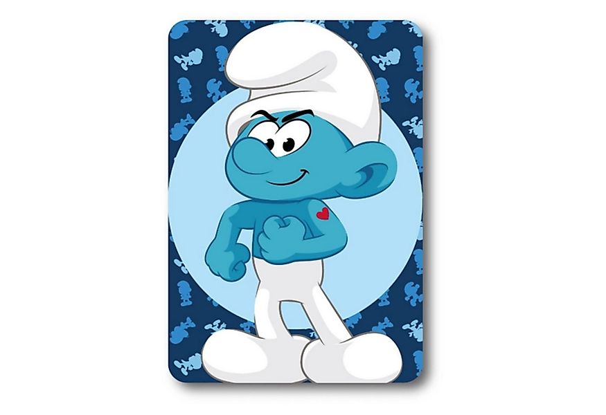 Wohndecke Die Schlümpfe Fleecedecke 100x140 cm Kuscheldecke Kinder Blau, Te günstig online kaufen