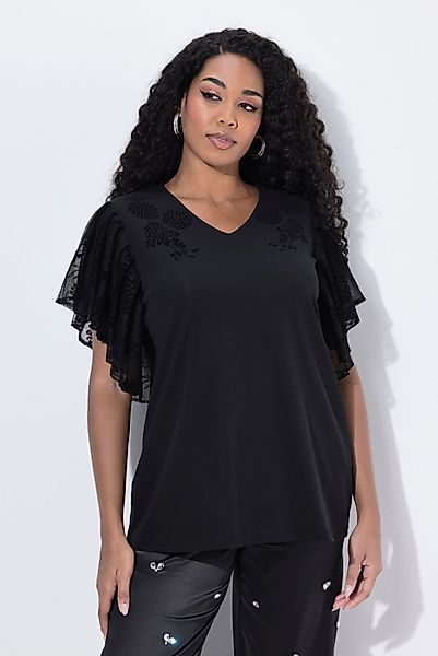 Ulla Popken T-Shirt T-Shirt Flockblüten V-Ausschnitt günstig online kaufen