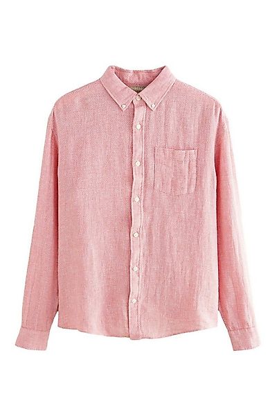Next Langarmhemd Langärmeliges Hemd aus Baumwolle und Leinen (1-tlg) günstig online kaufen