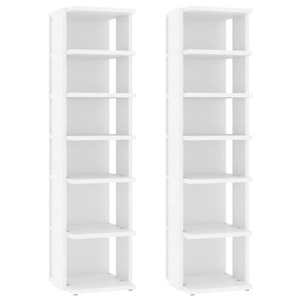 vidaXL Schuhschränke 2 Stk Weiß 27,5x27x102 cm Holzwerkstoff 808486 günstig online kaufen