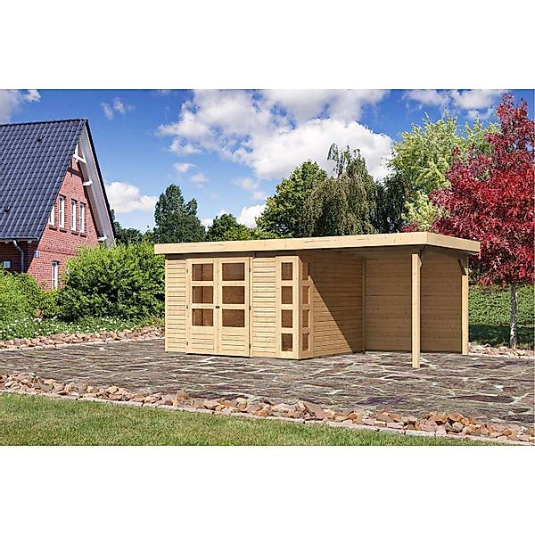 Karibu Holz-Gartenhaus Sölve Natur Flachdach Unbehandelt 298 cm x 242 cm günstig online kaufen